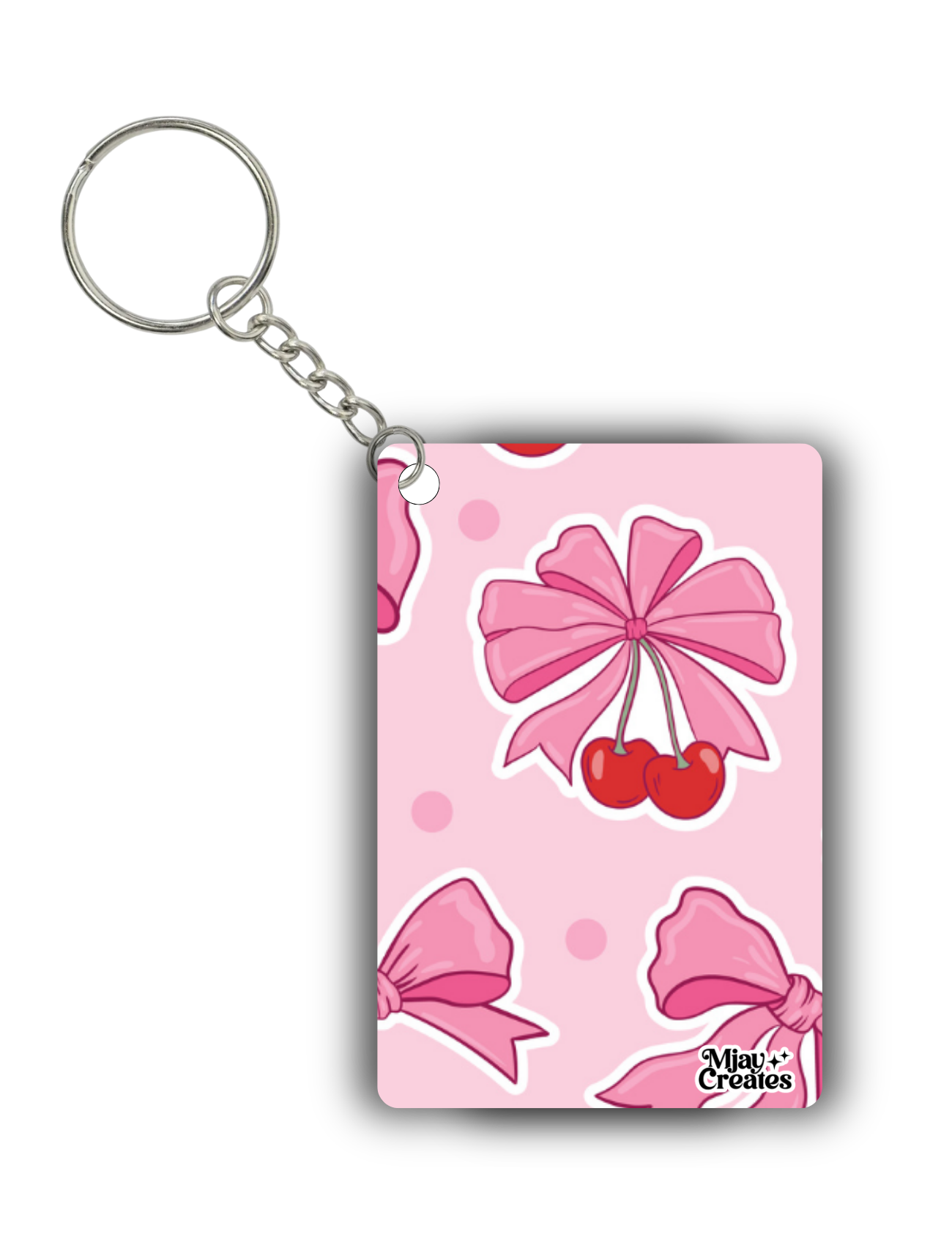 Pink Cherry Bow Keychain