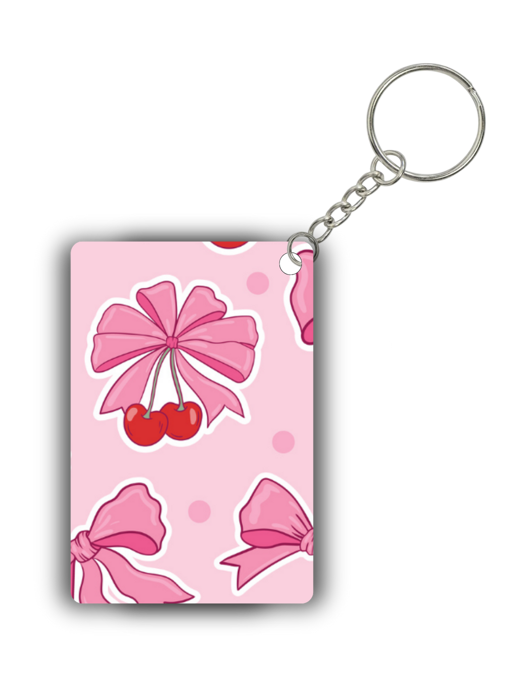 Pink Cherry Bow Keychain