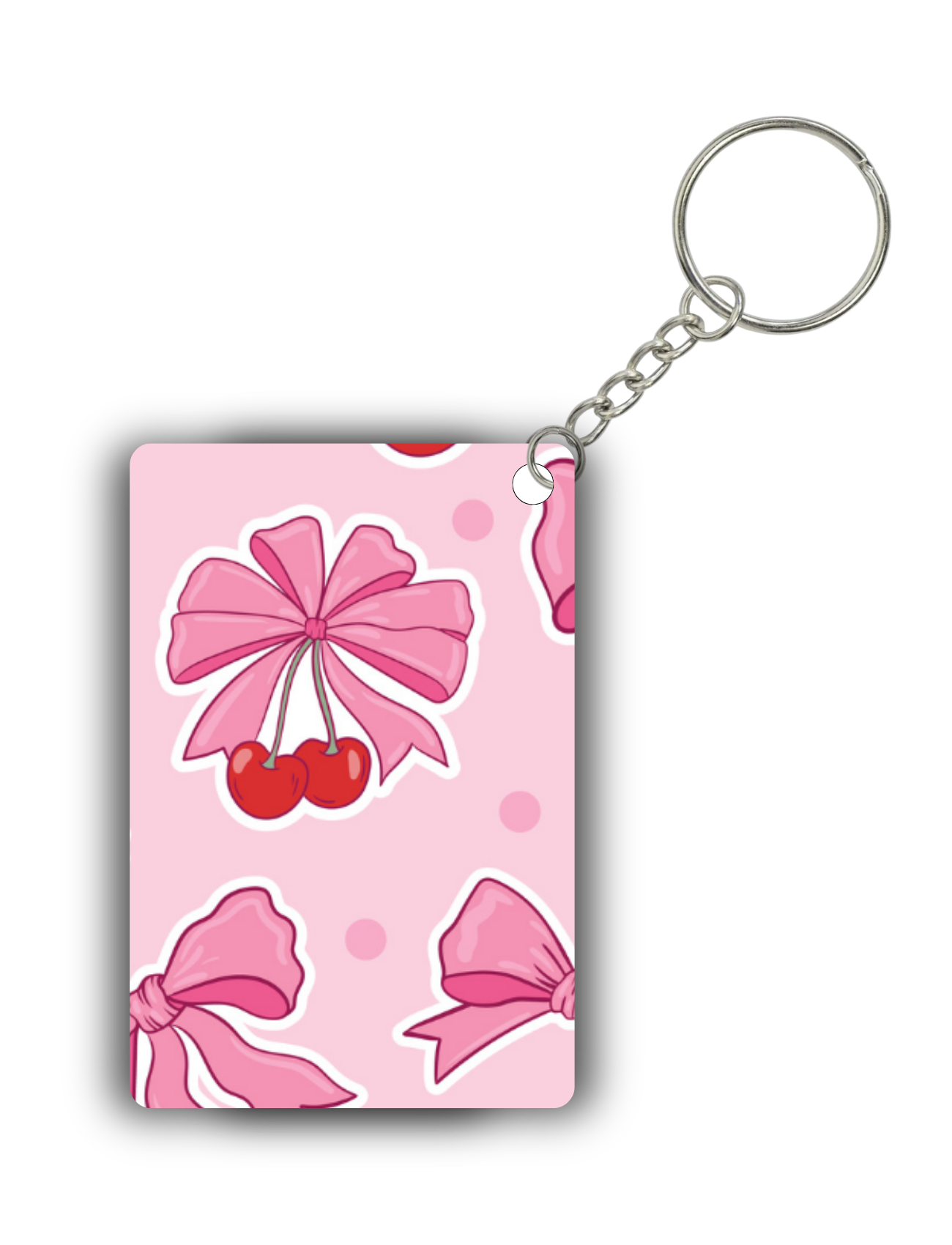 Pink Cherry Bow Keychain