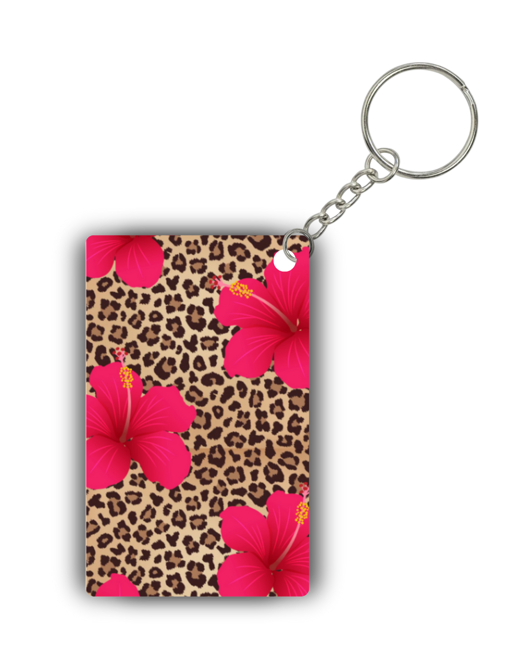Leopard Floral Keychain