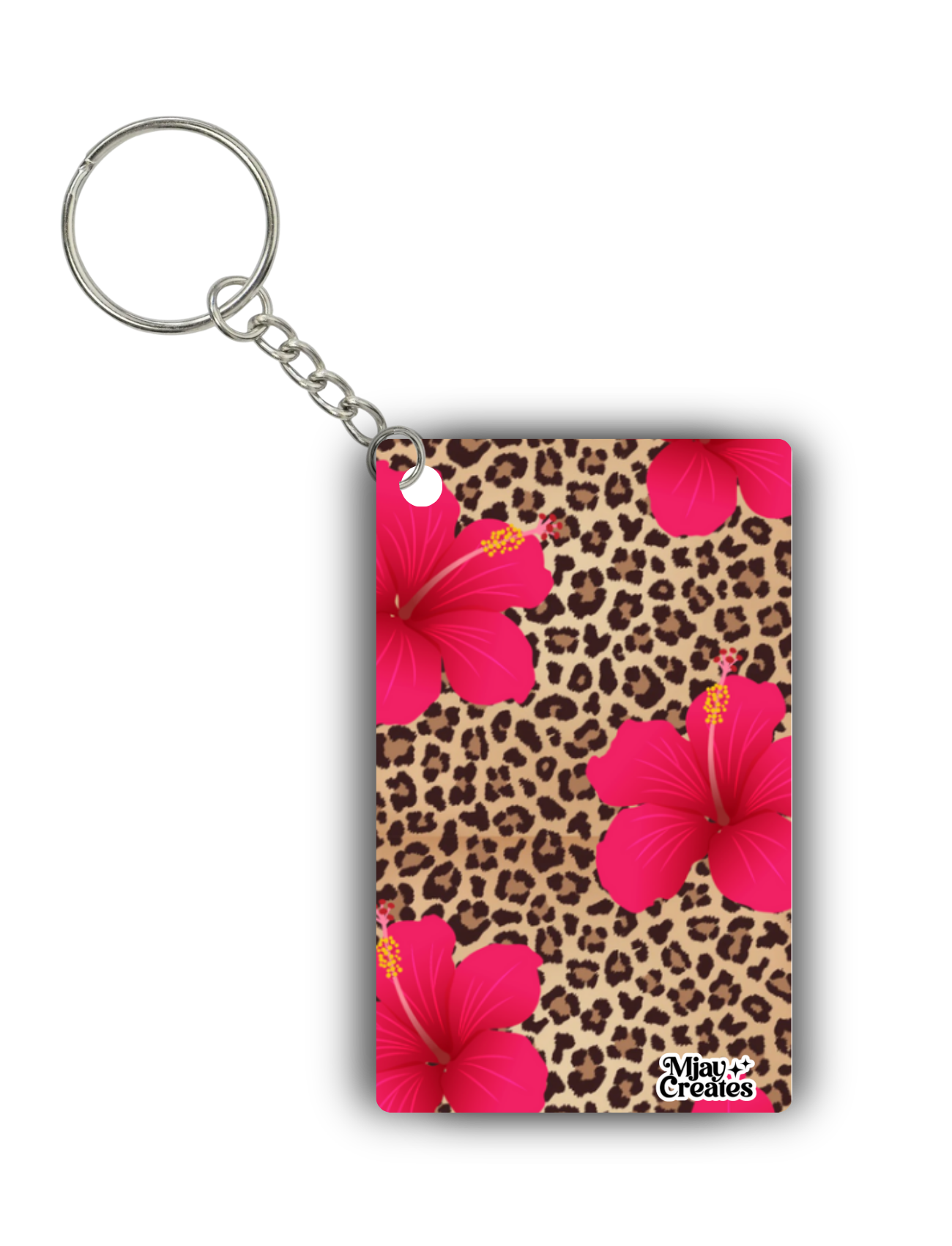 Leopard Floral Keychain